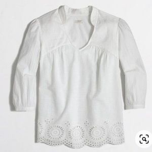 J. Crew Factory white eyelet hem shirt